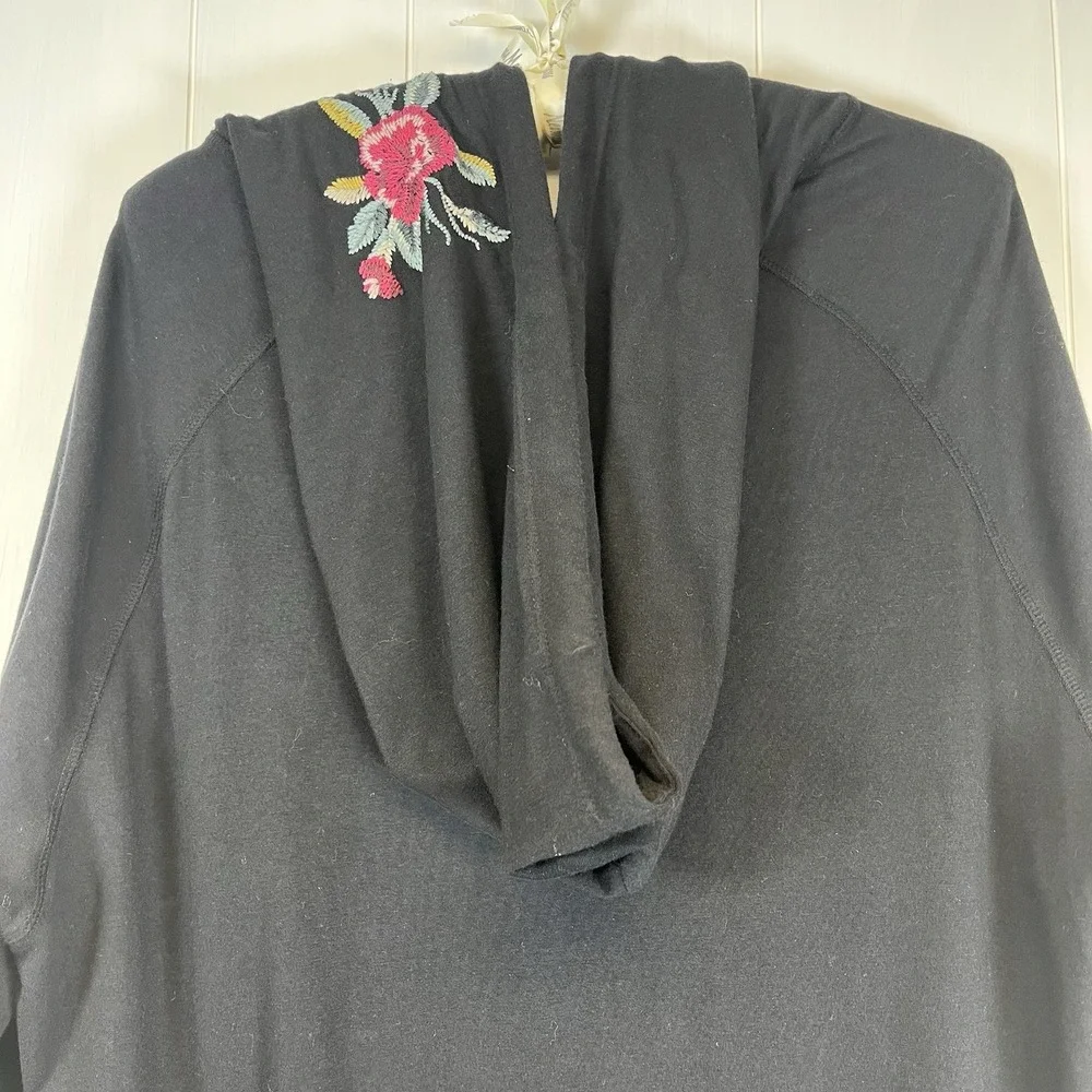Johnny Was Black Hoodie with Pink Floral Design - Picture 9 of 13